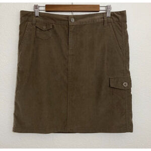 REI Size 12 Women Brown Solid Corduroy Straight Skirt Cargo Pocket Mid Rise